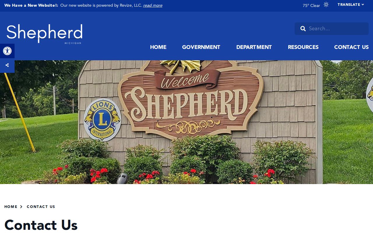 Shepherd warrant records: village hall contact page and municipal building