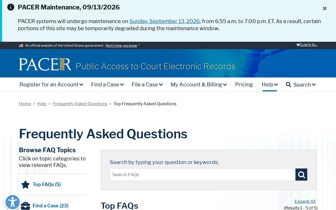 Isabella County most wanted: PACER federal court docket search and fee information page